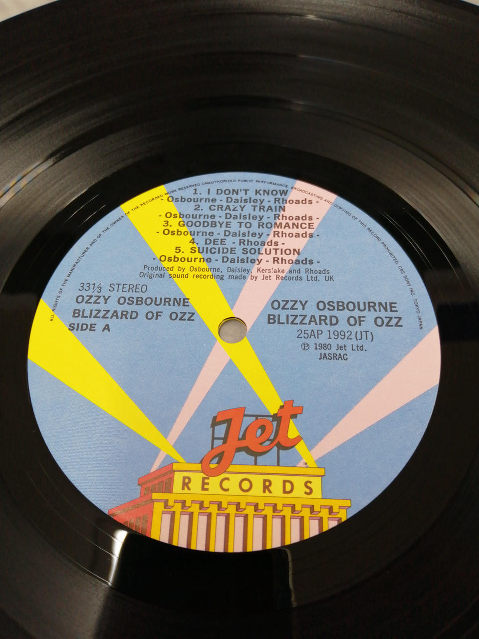 JET RECORDS OZZY OSBOURNE BLIZZRAD OF OZZ
