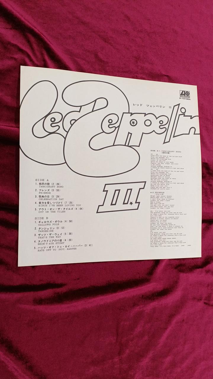 WARNER PIONEER LED ZEPPELIN III P-10106A