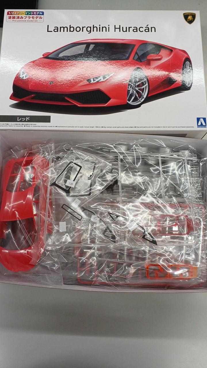 Aoshima Plastic Model '14 Lamborghini Huracán (Red) 'Pre-Paint Tomo
