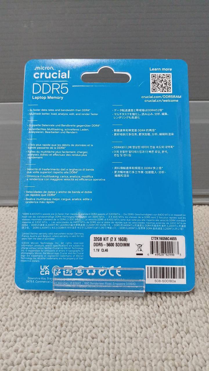 CRUCIAL DDR5 Memory DDR5-5600SODIMM