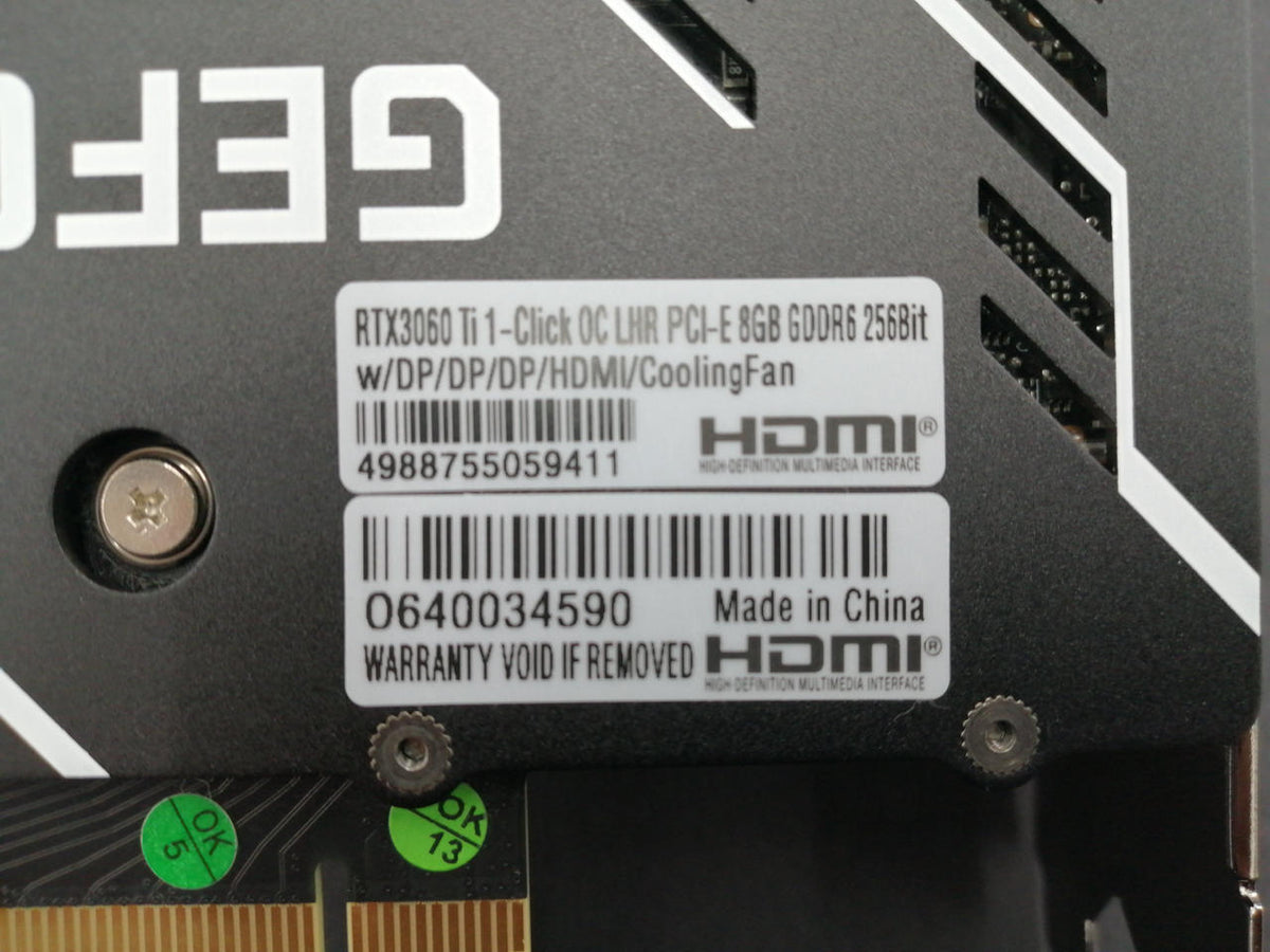 Xianren Zhizhi Graphics Board: GG-RTX3060Ti-E8GB/DF/LHR