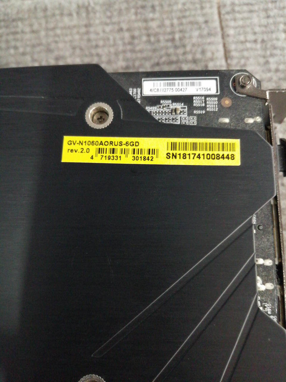 GIGABYTE Graphics Card: GV-N1060AORUS-6G