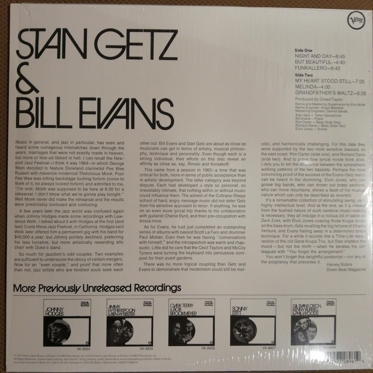 VERVE RECORDS STAN GETZ & BILL EVANS 00602577089619