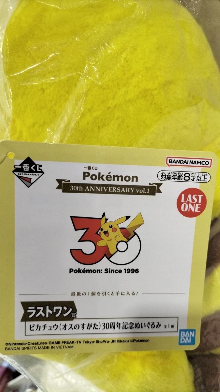 BANDAI Ichiban Kuji Pokemon 30th ANNIVERSARY vol.1 Last One Prize: Pikachu (Male Form) - Banzai Thrifting | BanzaiHobby