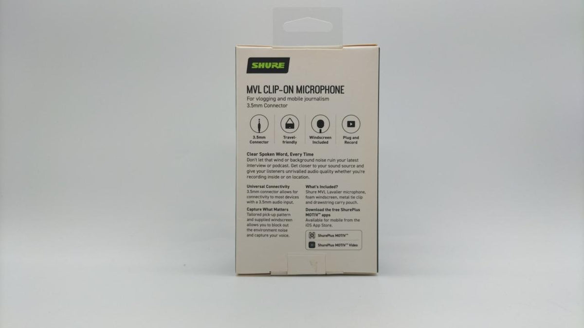 SHURE Condenser Lavalier Microphone MVL-3.5MM - Banzai Thrifting | BanzaiHobby