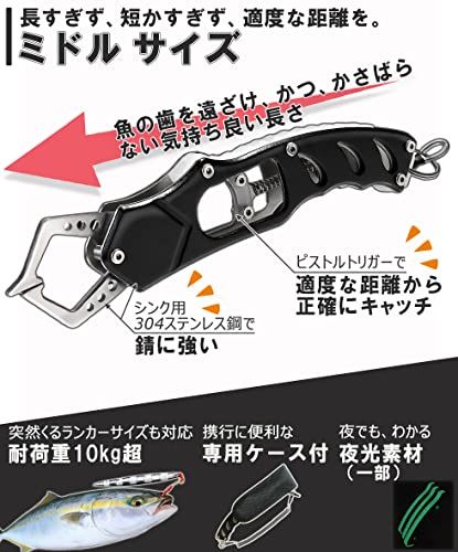 Contyu フィッシングプライヤー フィッシュグリップ セット 釣り プライヤー グリップ (ブラック/ブラック, 22) - BanzaiHobby