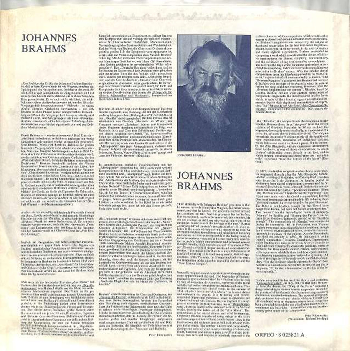 Orfeo (import, Germany) Brahms 'Alto Rhapsody' Hodgson High-Tink S-025 821