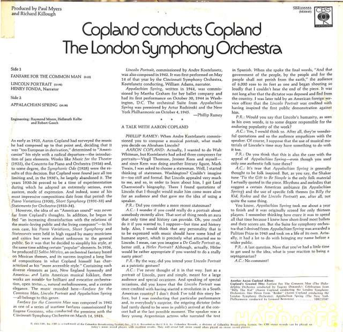 London Symphony Orchestra "Appalachian Spring and Others" London Symphony Orchestra "Appalachian Spring and Others" SBR235553
