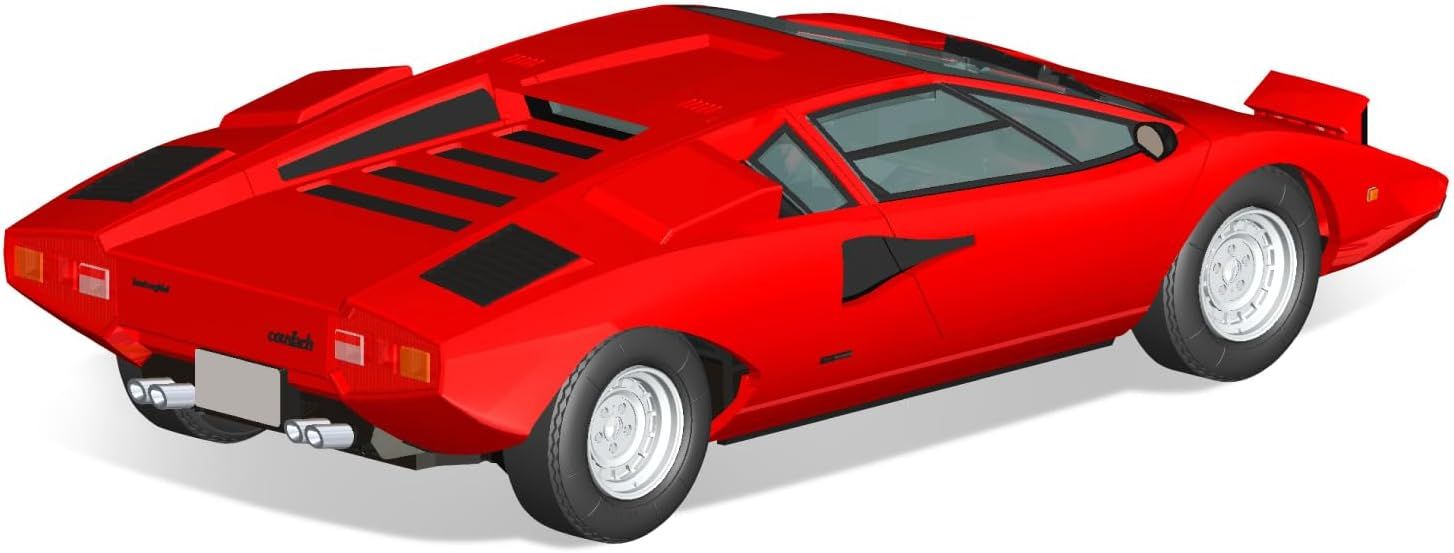 Aoshima Bunka Kyozai 20-A 1/32 The Snap Kit Series Lamborghini Countach LP400 Red - BanzaiHobby