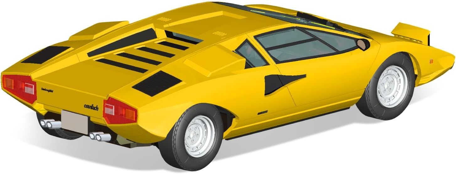 Aoshima Bunka Kyozai 20-B 1/32 The Snap Kit Series Lamborghini Countach LP400 Yellow - BanzaiHobby
