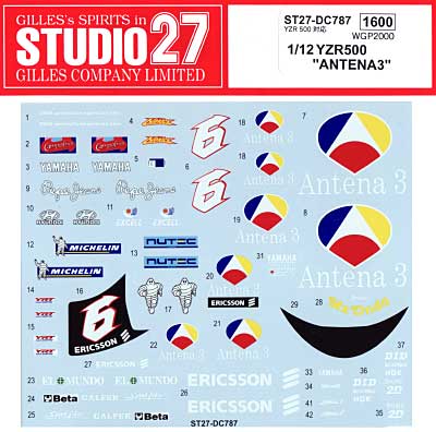 Studio27 DC787 1/12 YZR500 "ANTENA3" Decal - BanzaiHobby