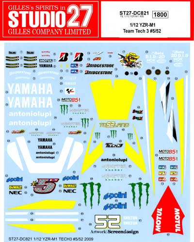 Studio27 DC821 1/12 Yamaha YZR-M1 Team Tech 3 #5/#52 - BanzaiHobby