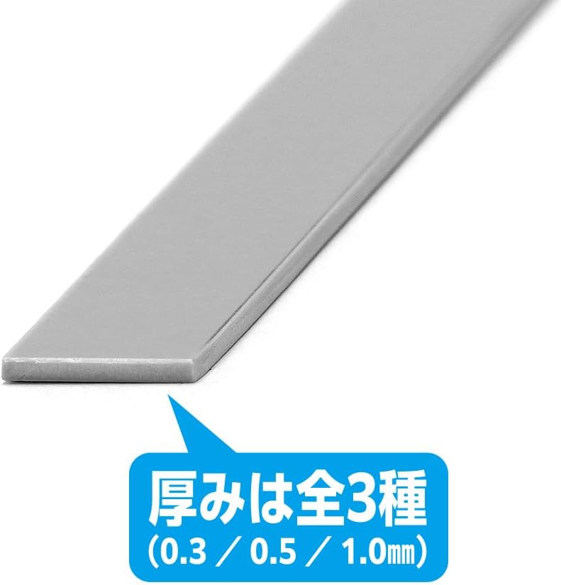 Wave Material Series OM-463 Plastic Material Gray Shredded Board 0.01 x 0.12 inches (0.3 x 3.0 mm), 10 Pieces - BanzaiHobby