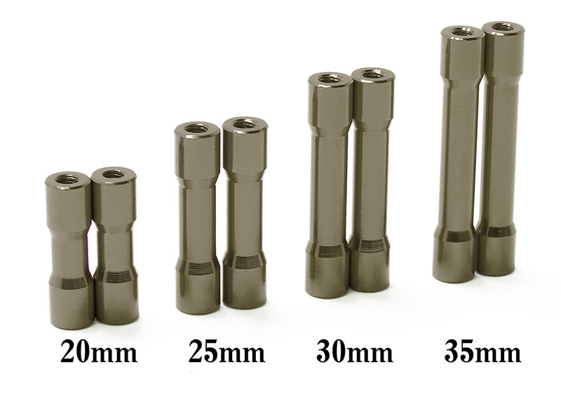 Wrap-Up Next 0791-FD Round Shape Aluminum Post 35mm (gun metal/2pcs) - BanzaiHobby