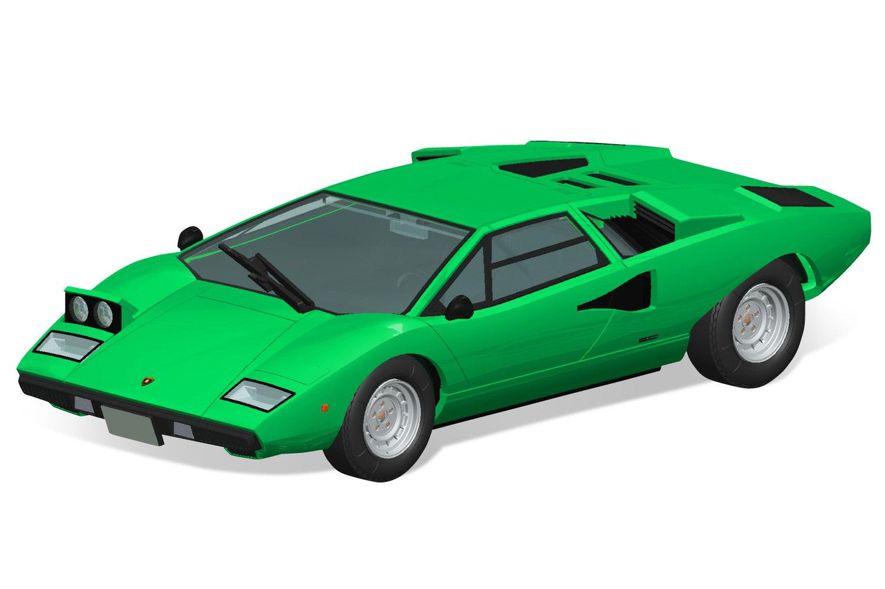 Aoshima The Snap Kit 1/32 Lamborghini Countach LP400 (Green) Plastic Model - BanzaiHobby