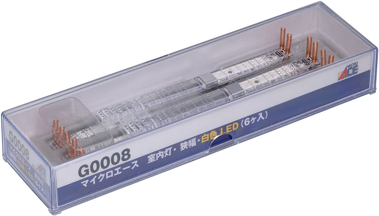 MicroAce G0008 Interior Light, Narrow, White LED, 6 pieces - BanzaiHobby