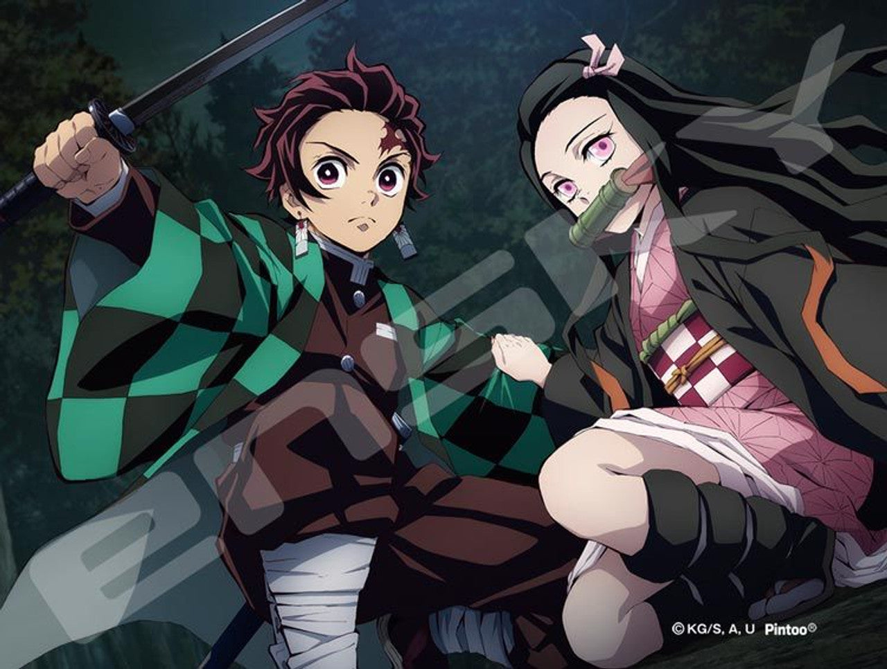 Ensky MA-49 Demon Slayer: Kimetsu no Yaiba Tanjiro and Nezuko - Bean Puzzle (150 Pieces) - BanzaiHobby