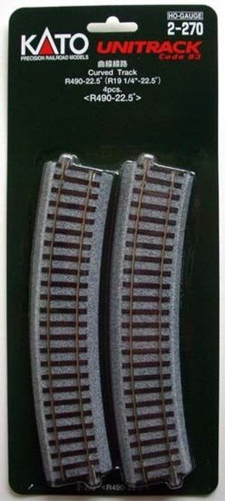 KATO 2-270 Unitrack 22.5 Degree Curved Track R19 1/4" - (4) - BanzaiHobby