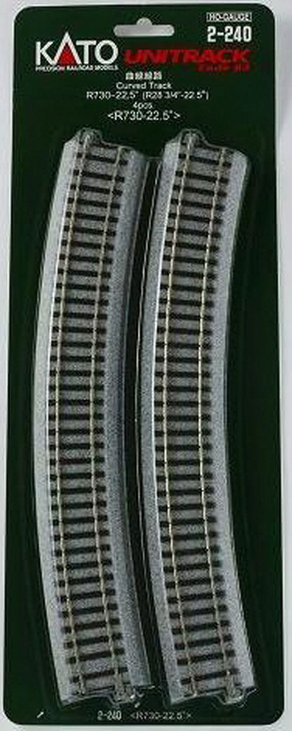 KATO 2-240 730mm 28-3/4" Radius Curve 22.5-Degree (4) - BanzaiHobby