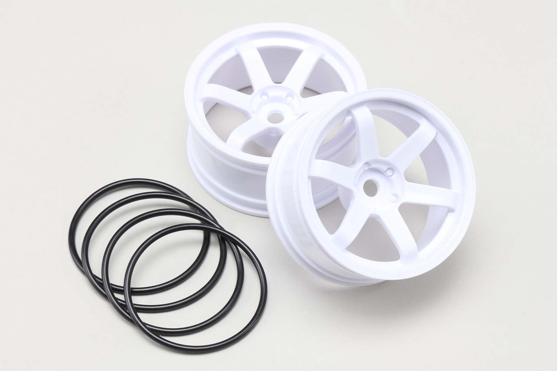 Yokomo TW-5313W7 6-Spoke Wheels Offset 7/White - BanzaiHobby