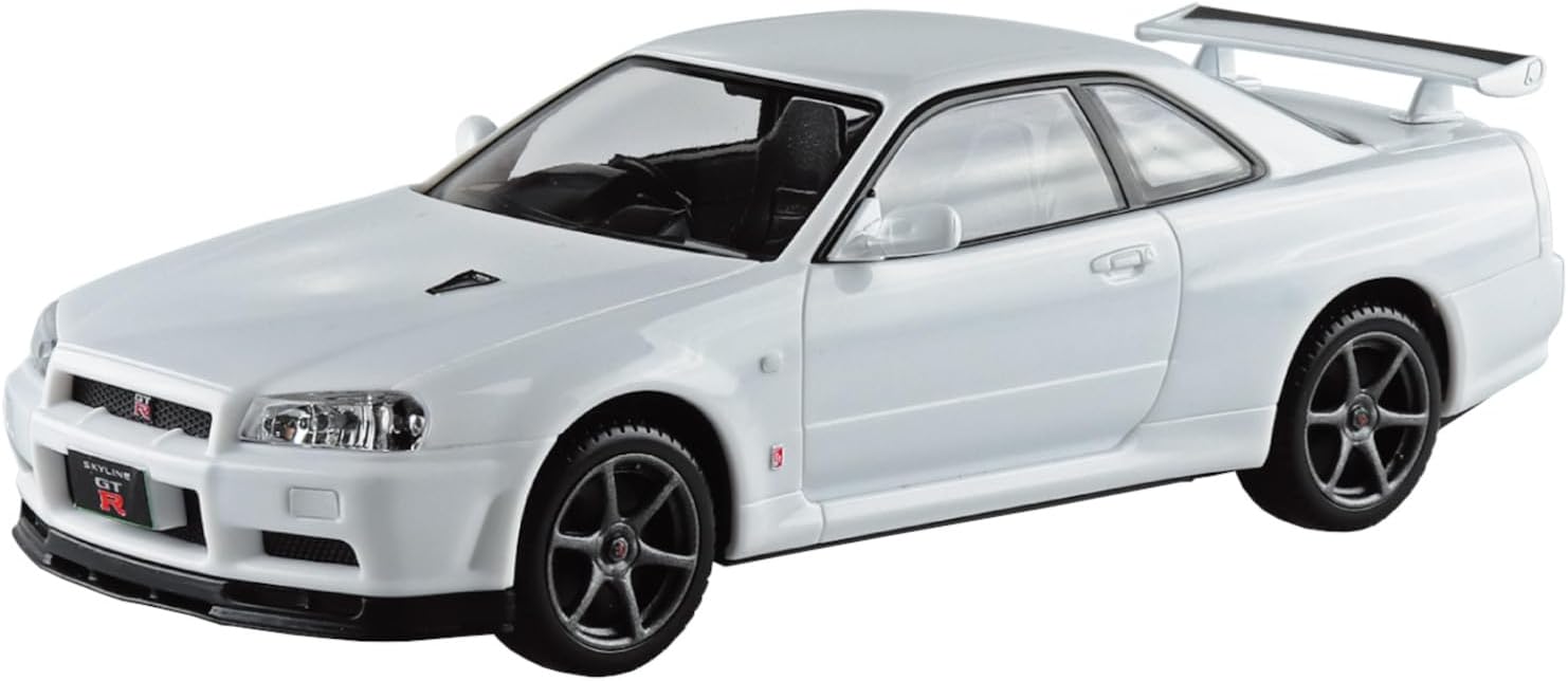 Aoshima 1/32 Easy Plus Snap Kit 12-WH Nissan R34 Skyline GT-R White - BanzaiHobby