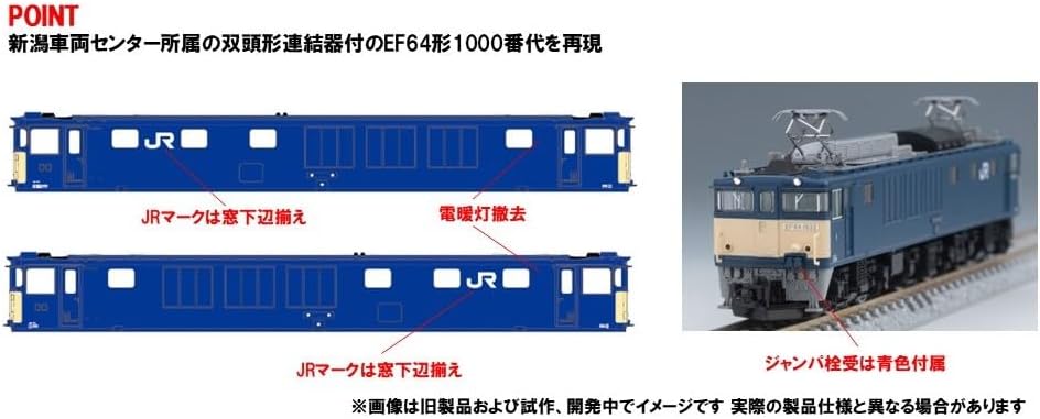TOMIX 12104 N Gauge JR EF64-1000 Series (Unit 1030 with Dual Head Coupler Nagaoka Rolling Stock Center)