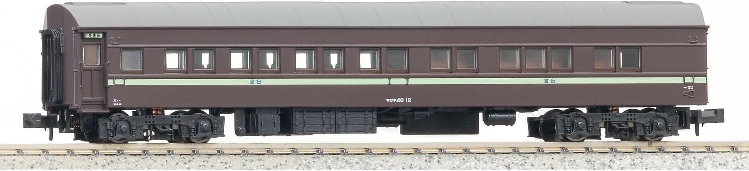 MicroAce A8561 Marone 40-12 Light Green Stripe Miyahara Passenger Car Depot - BanzaiHobby