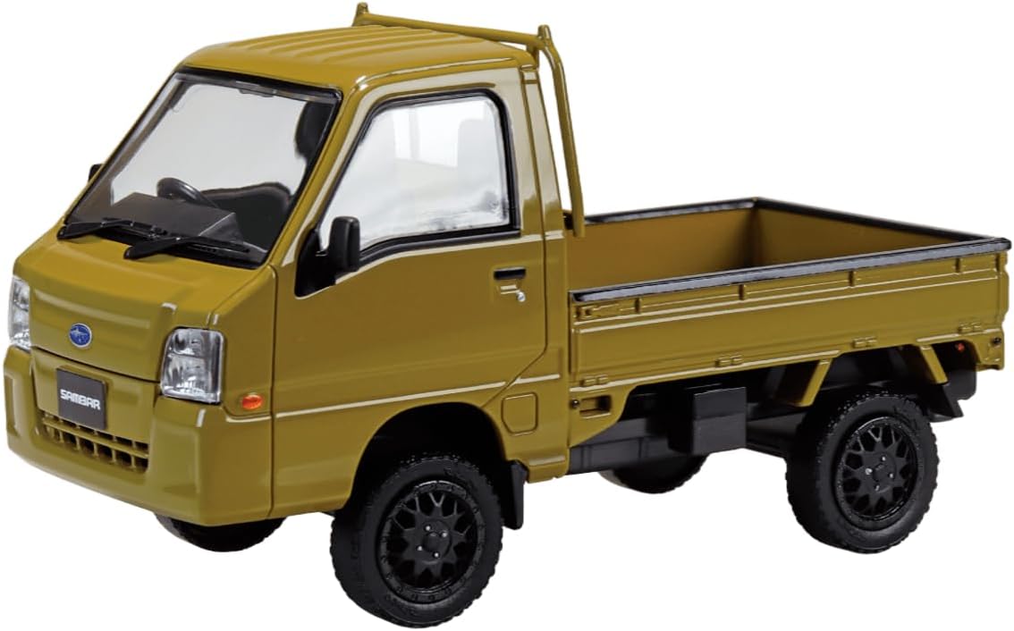 Aoshima 1/32 RakuPla Snap Kit No.05CU-OE Subaru Sambar Truck Custom Wheels Olive - BanzaiHobby