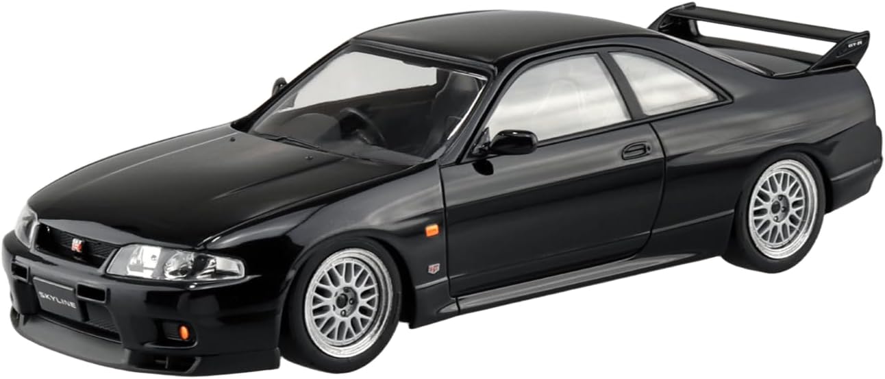 Aoshima 1/32 RakuPla Snap Kit No.21CU-BK Nissan R33 Skyline GT-R Custom Wheel (Black)