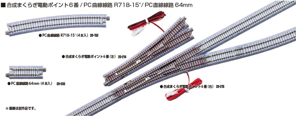 KATO 20-214 N Gauge No.6 Electric Left Turnout with Synthetic Ties (Left)