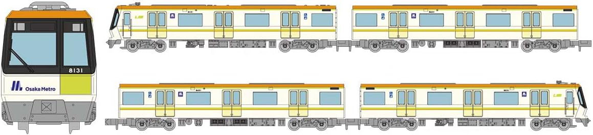Tomytec  Linear Subway Collection Osaka Metro 80 Series Nagahori Tsurumi Ryokuchi Line 31 Organization, Set of 4 - BanzaiHobby