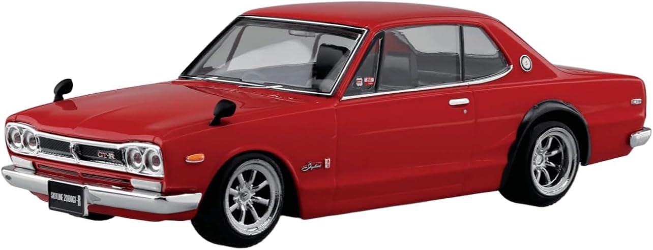 Aoshima 1/32 RakuPla Snap Kit No.16CU-RD Nissan C10 Skyline 2000GT-R Custom Wheel (Red)