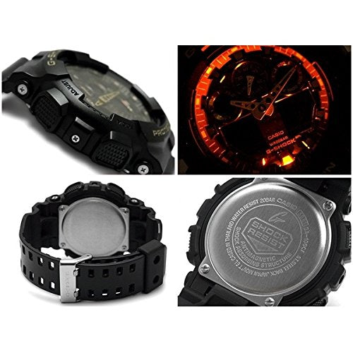 迷彩 自衛隊 警察官 G-SHOCK Camouflage Dial Series 20気圧防水 アナデジ プラベルトウォッチ メンズ向(GA-100CF-1A GA-100CF-1A9 GA-100CF-8A GA-100CF-8AER) (GA-100CF-1A9(ブラックゴールド)) - BanzaiHobby