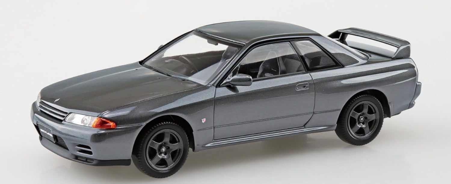 Aoshima 1/32 RakuPla Snap Kit No.14-GG Nissan R32 Skyline GT-R Gun Gray Metallic - BanzaiHobby