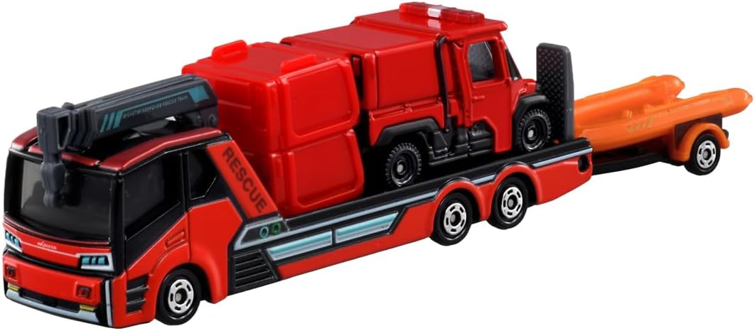 Tomica Long 132 Morita Small Off-Road Fire Truck Red Ladybug and Transport Vehicle - BanzaiHobby