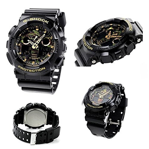 迷彩 自衛隊 警察官 G-SHOCK Camouflage Dial Series 20気圧防水 アナデジ プラベルトウォッチ メンズ向(GA-100CF-1A GA-100CF-1A9 GA-100CF-8A GA-100CF-8AER) (GA-100CF-1A9(ブラックゴールド)) - BanzaiHobby