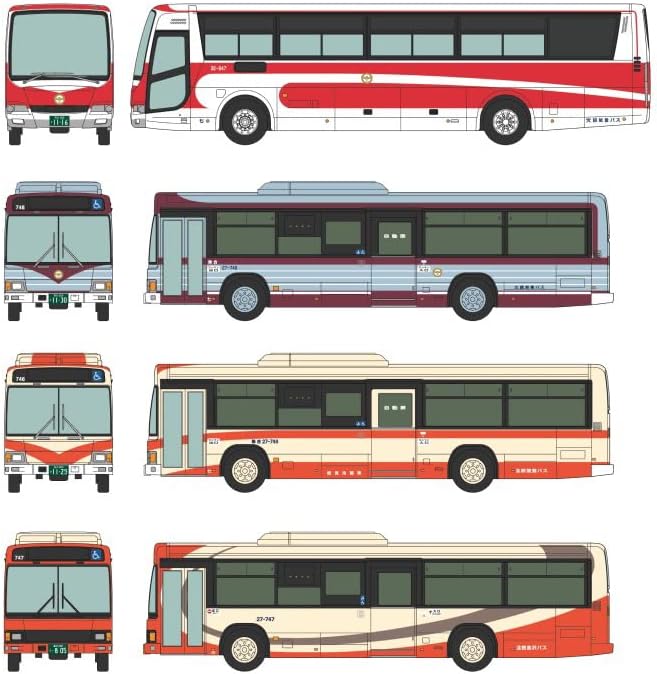 Tomytec Bus Collection Hokuriku Railway 80th Anniversary Successive Color 4 Bus Set (N scale) - BanzaiHobby