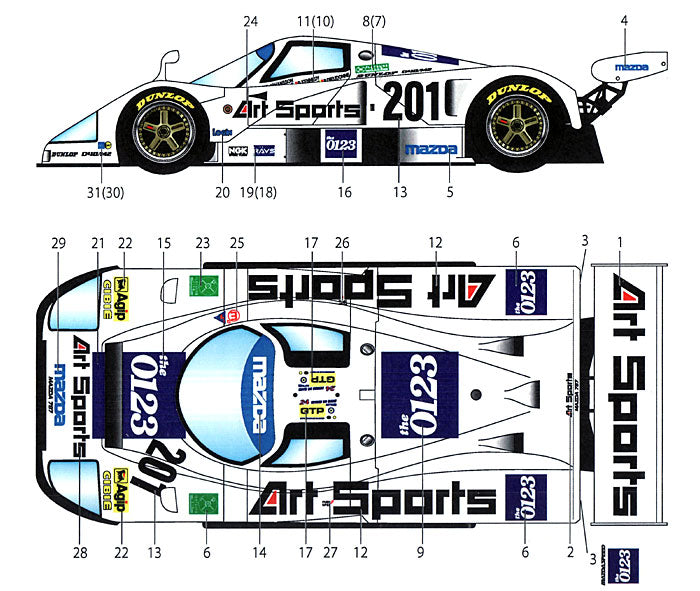 Studio27 DC967 1/24 MAZDA 787 #201 ArtSports LM 1990 Decal - BanzaiHobby