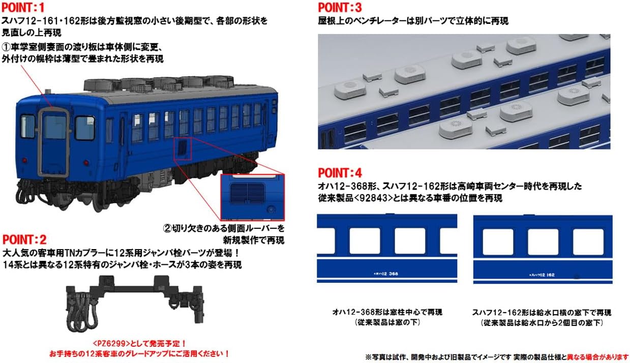 TOMIX 98788 N Gauge JR 12 Series Passenger Cars (Gunma Vehicle Center) Set (6 Cars)