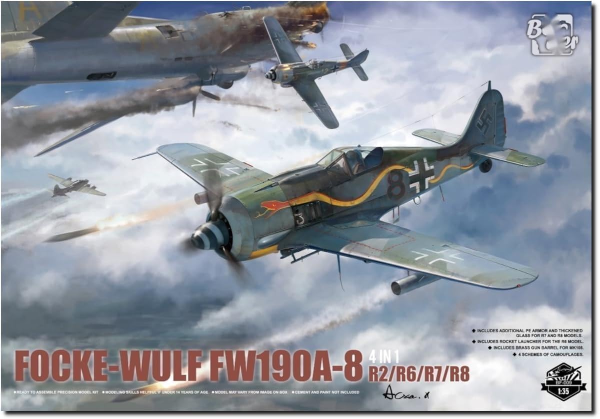 Hasegawa BF009 1/35 Focke-Wulf Fw190 A-8 4in1(R2/R6/R7/R8) - BanzaiHobby