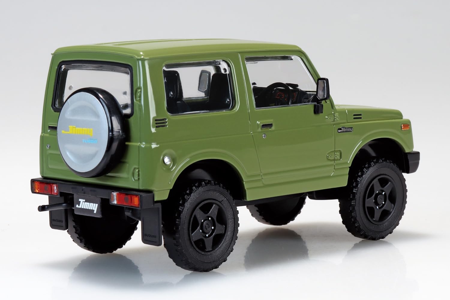 Aoshima 1/32 RakuPla Snap Kit No.18CU-OG Suzuki JA11 Jimny Custom Wheel (Olive Green) - BanzaiHobby