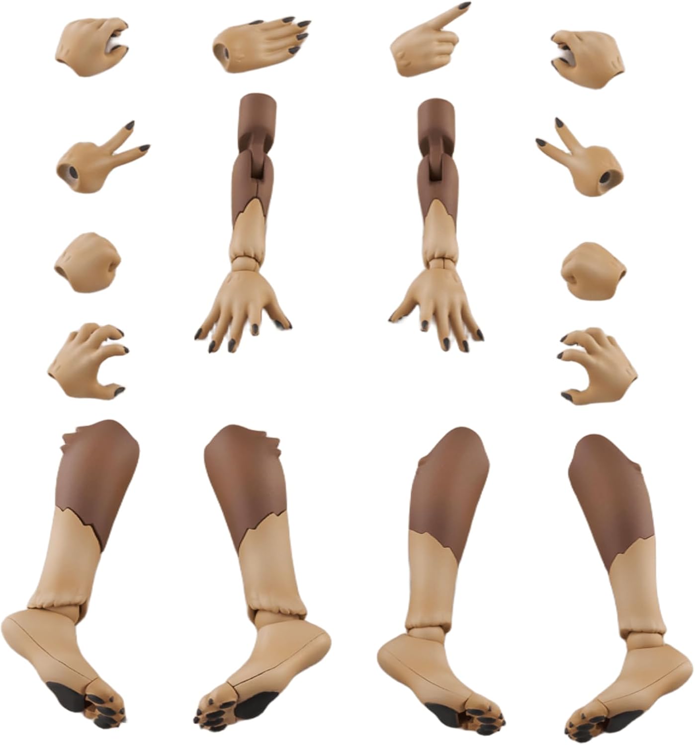 Aoshima KO-02RJW KEMOPLA Arm and Leg Parts Set 01 (Japanese Wolf Color) - Aoshima Banzai Hobby