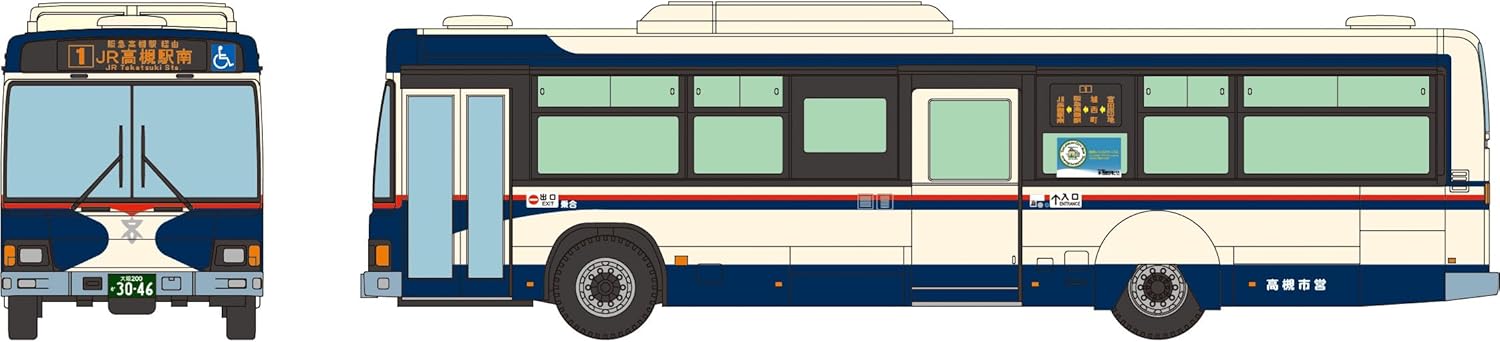 TOMYTEC The Bus Collection Takatsuki City Transportation Department Hino Blue Ribbon II Reproduction Retro Color Bus - BanzaiHobby