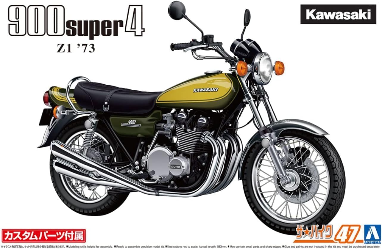 Aoshima 1/12 The Bike No. 47 Kawasaki Z1 900 Super 4 1973 with Custom Parts - BanzaiHobby