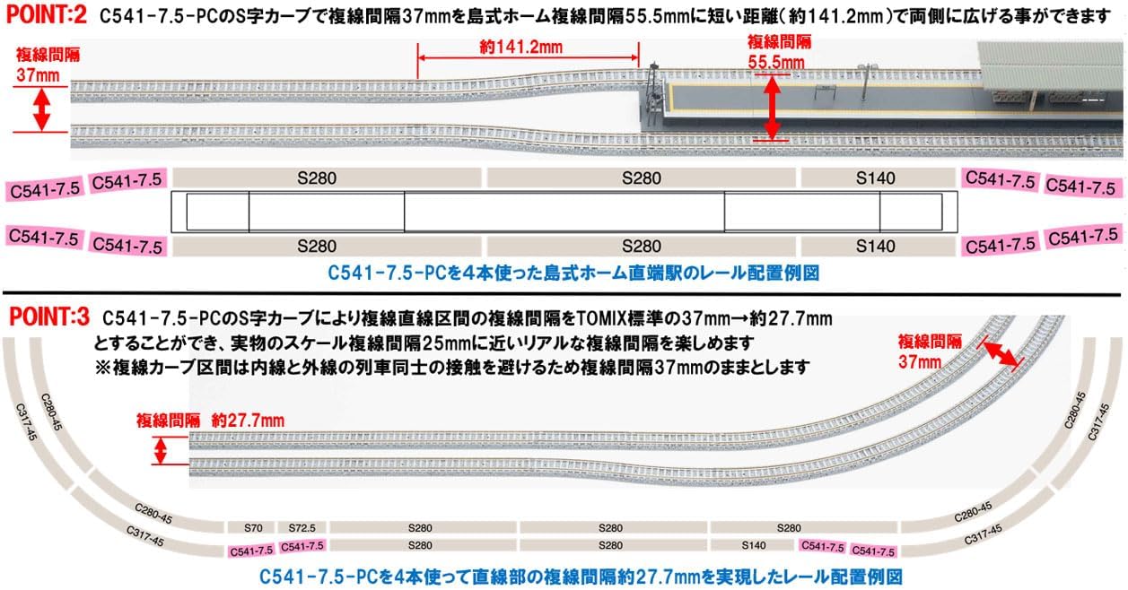 TOMIX 1199 N Gauge Curved PC Rail C541-7.5-PC (F) (Set of 4) - BanzaiHobby