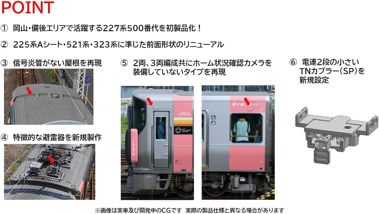 TOMIX 98588 N Gauge JR 227-500 Series (Urara, 3 cars) Add-on Set - BanzaiHobby