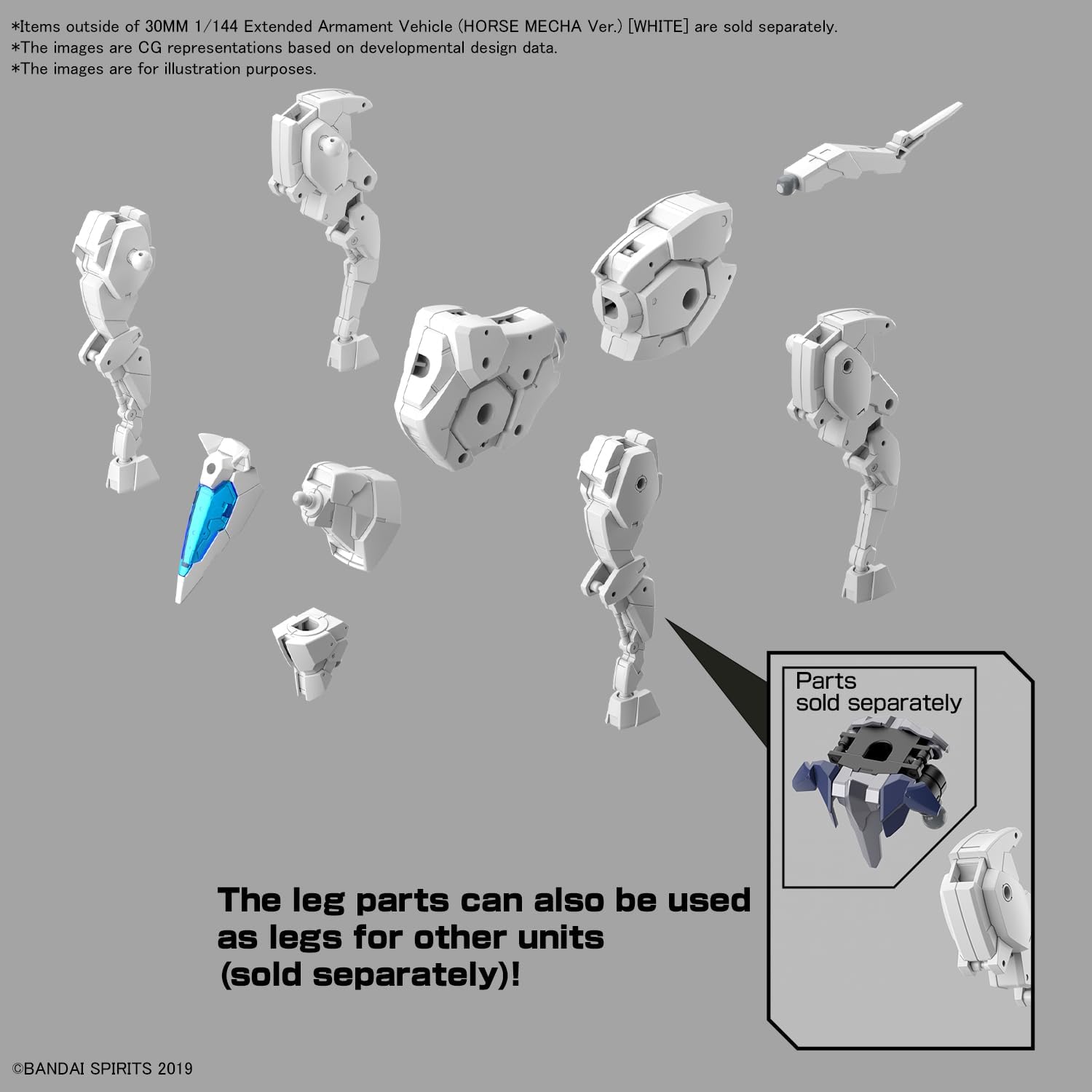 Bandai 30MM EV017 1/144 Exa Vehicle (Horse Mecha Ver.) White - BanzaiHobby