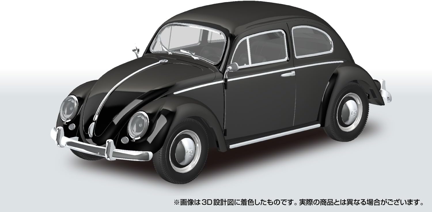 Aoshima 1/32 RakuPla Snap Kit No.20-BK Volkswagen Beetle (Black) - BanzaiHobby