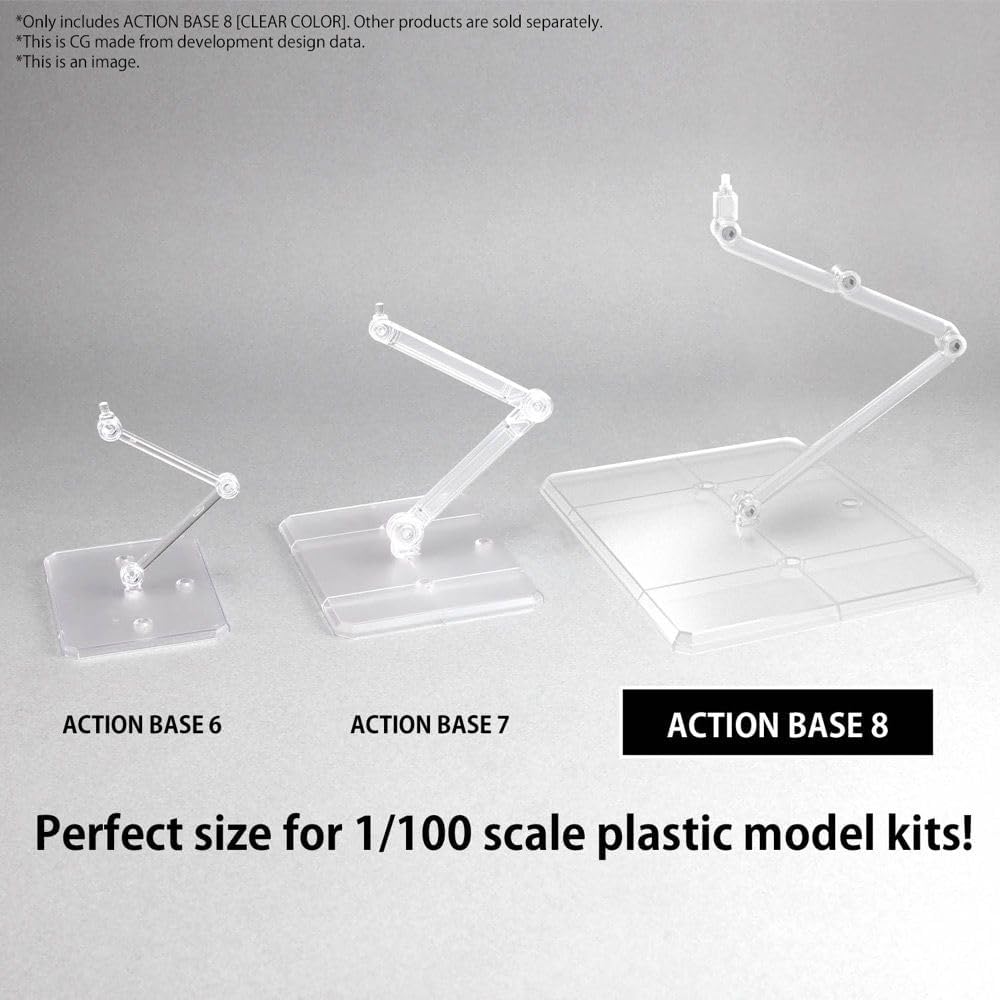 Bandai 2704773 Action Base 8 Clear Color Plastic Model Display Stand - BanzaiHobby