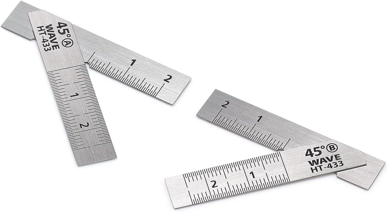 Wave HT433 HG Stainless Steel T-Ruler (Short Type) 2pcs 45 Degrees - BanzaiHobby